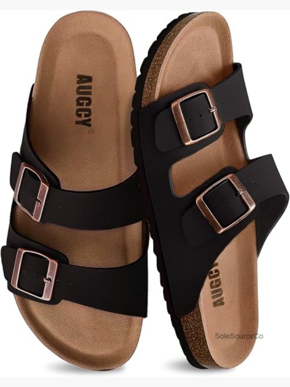 Slides for Women Cork Footbed Arch Support Adjustable Buckle Summer Sandals